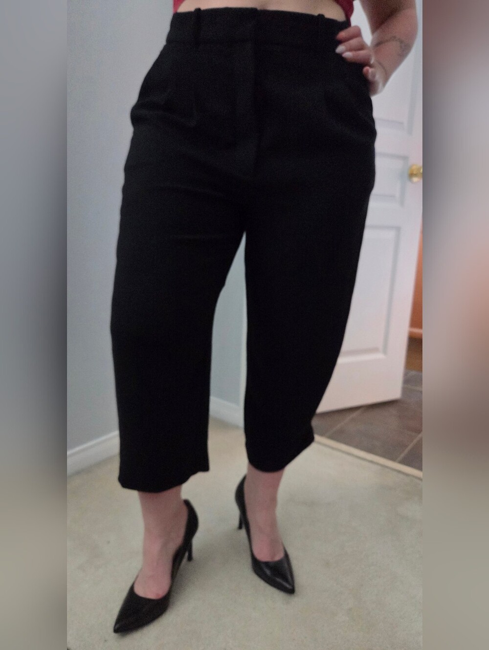 Nearly New Wilfred Black High Waisted Pleated Cropped Tapered Ankle Pants